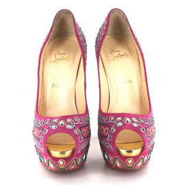 Pumps BOLLYWOOD T40, 5 CHRISTIAN LOUBOUTIN leather velvet pink with embroidery