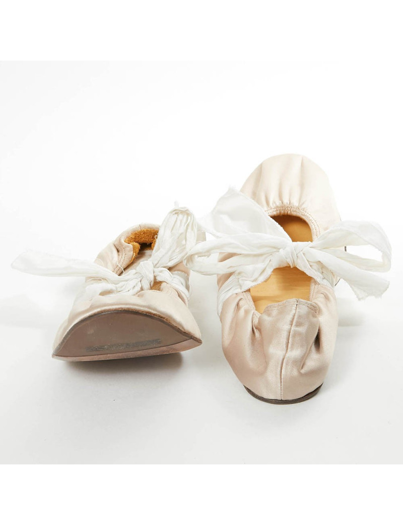 Ballerines T38,5 LANVIN en soie beige poudré