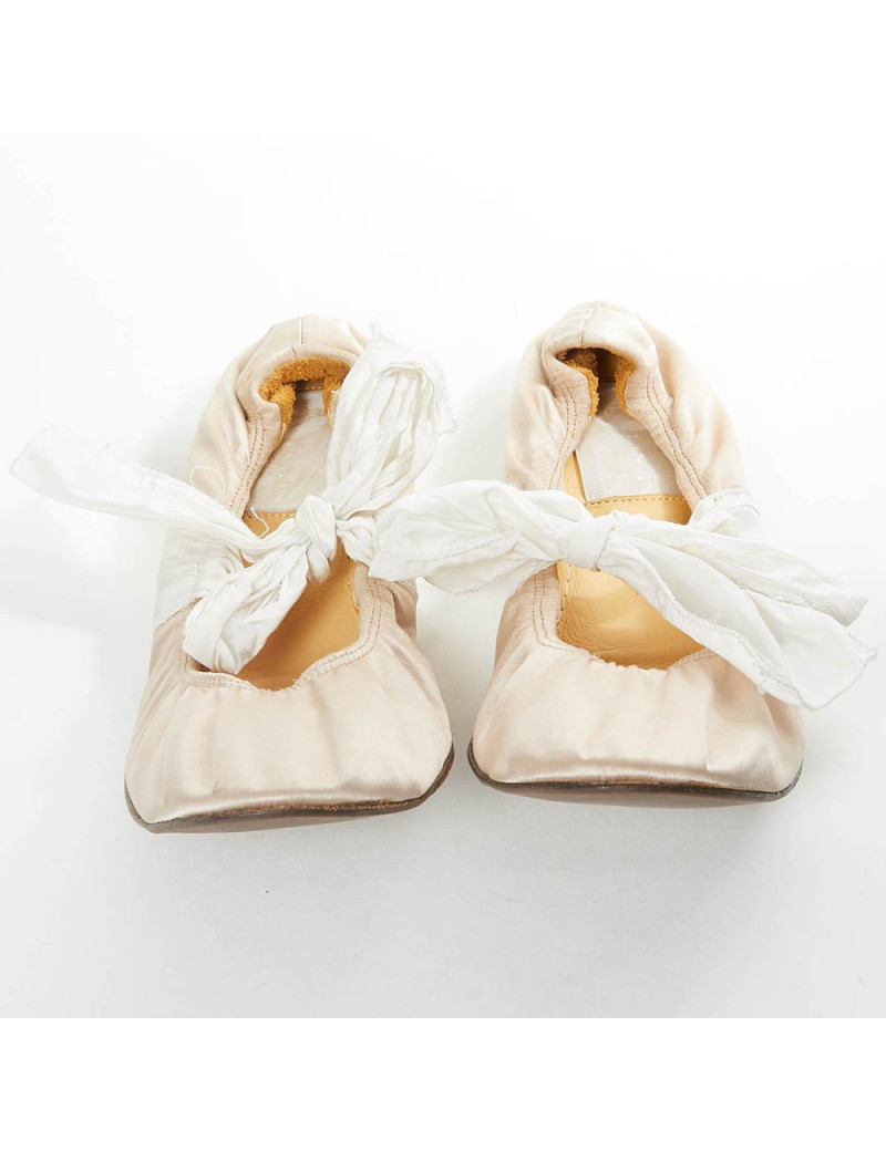 Ballerines T38,5 LANVIN en soie beige poudré