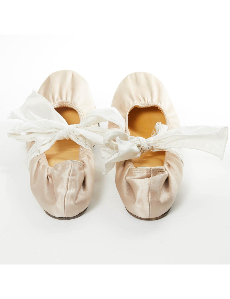 Ballerines T38,5 LANVIN en soie beige poudré