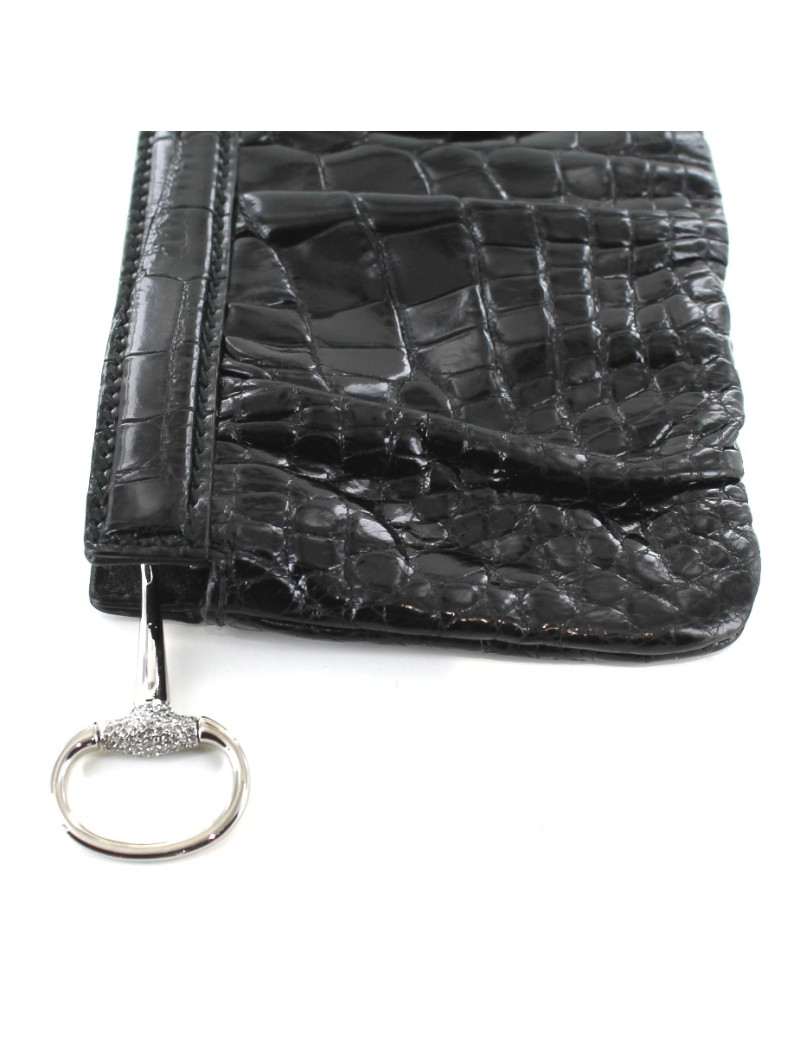 Pochette GUCCI en crococdile noir 