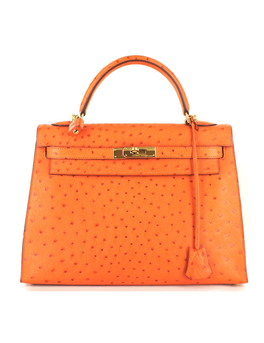 KELLY 32 HERMES en autruche orange
