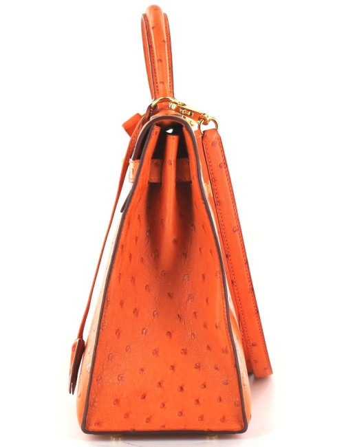 KELLY 32 HERMES en autruche orange
