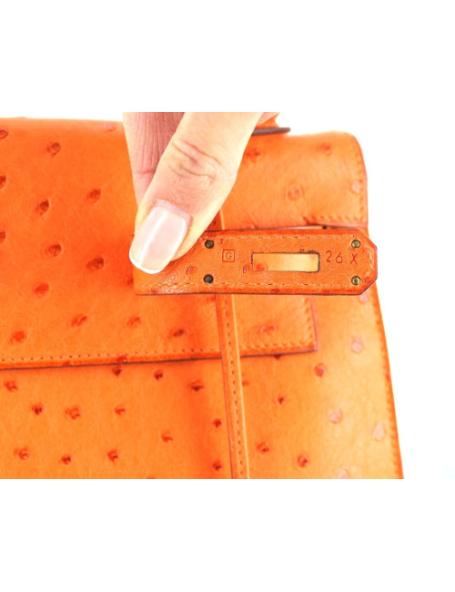 KELLY 32 HERMES en autruche orange
