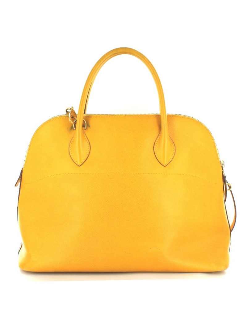 BOLIDE HERMES en cuir jaune orangé bijouterie dorée