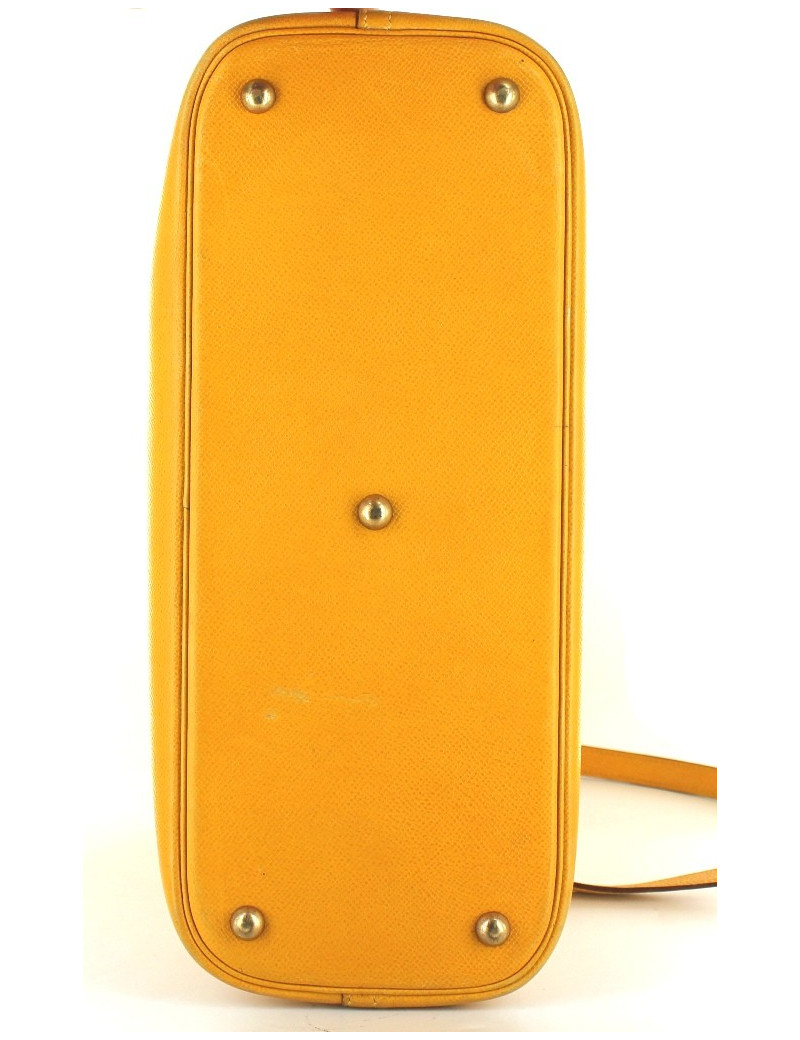 BOLIDE HERMES en cuir jaune orangé bijouterie dorée