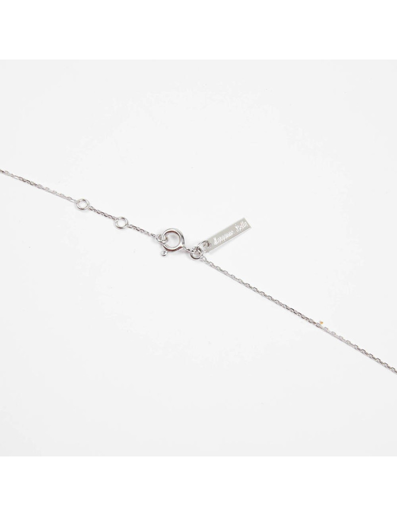 MORGANNE BELLO Petit collier or blanc quartz rose 