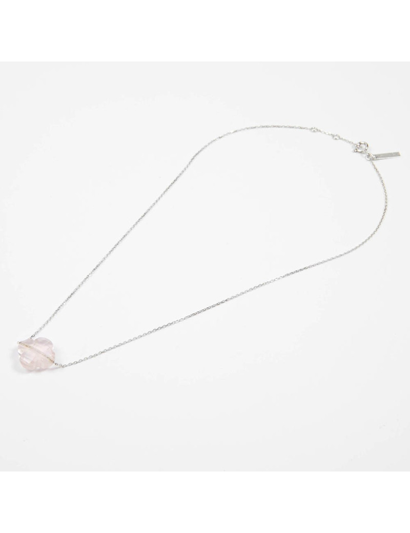 MORGANNE BELLO Petit collier or blanc quartz rose 