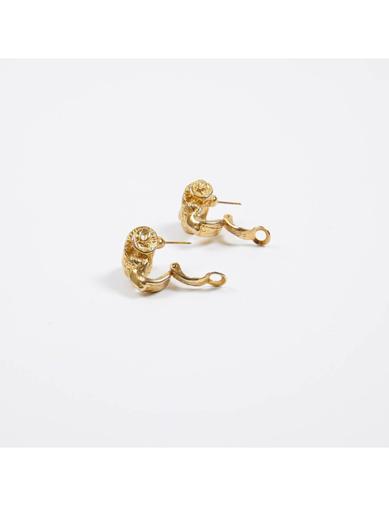 Boucles d'oreille clips motif animalier doré