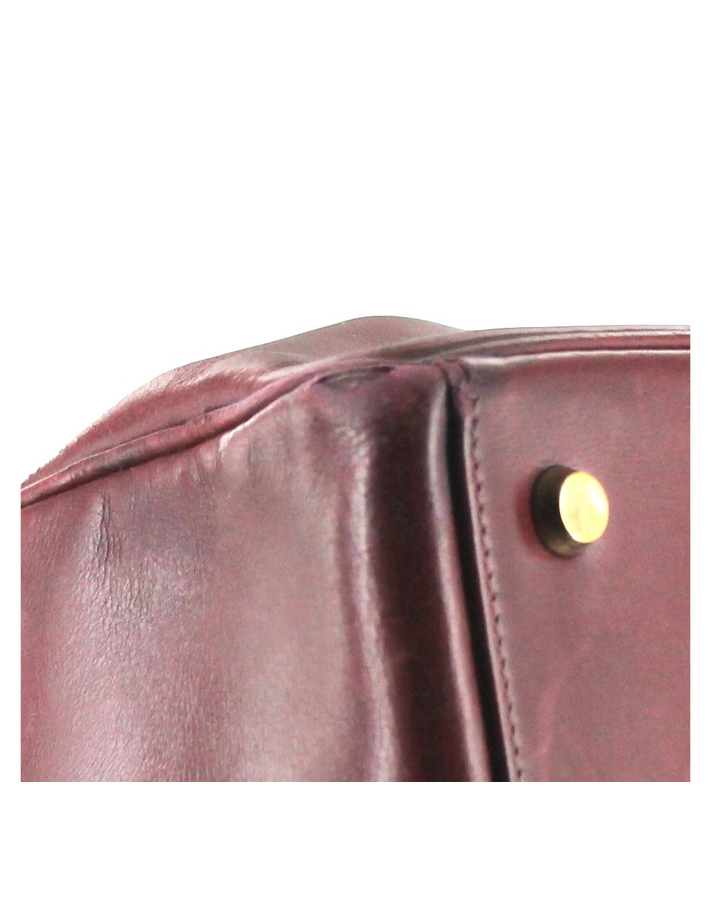 KELLY 28 HERMES vintage en cuir bordeaux bijouterie dorée