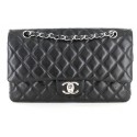 Bag CHANEL TIMELESS black lamb leather and silver chain