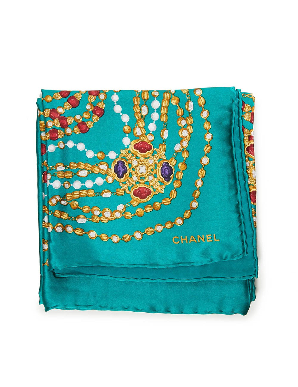 Carré CHANEL soie 100% motifs sautoirs vintage