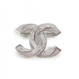 Broche CHANEL argent cristal