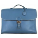 Headlines HERMES double-bellows blue leather bag