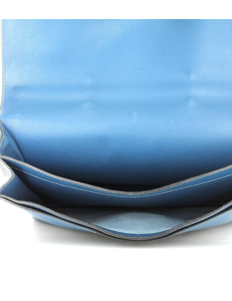 Malette HERMES en cuir bleu cobalt 