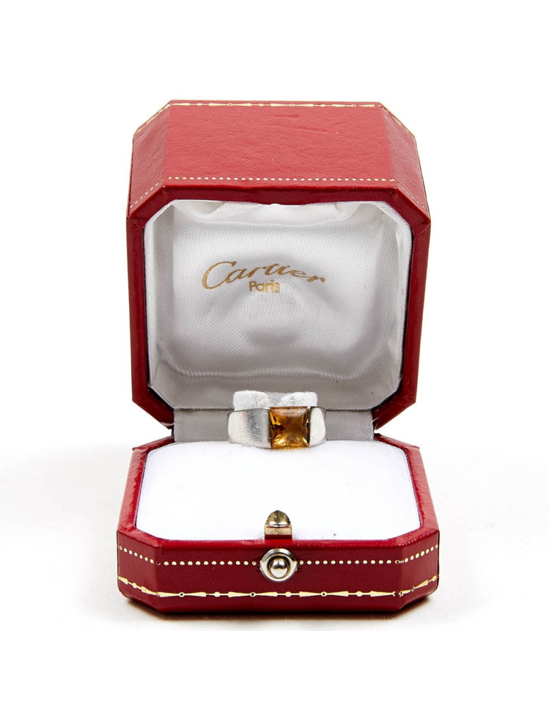 Bague CARTIER T 51 or blanc 750//°°° citrine