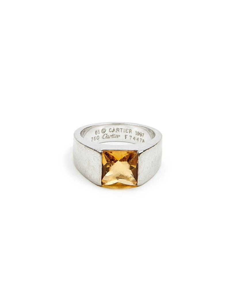 Bague CARTIER T 51 or blanc 750//°°° citrine