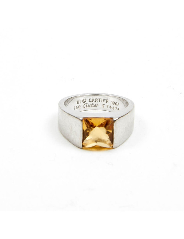 Bague CARTIER T 51 or blanc 750//°°° citrine 2
