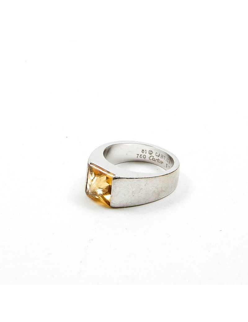 Bague CARTIER T 51 or blanc 750//°°° citrine