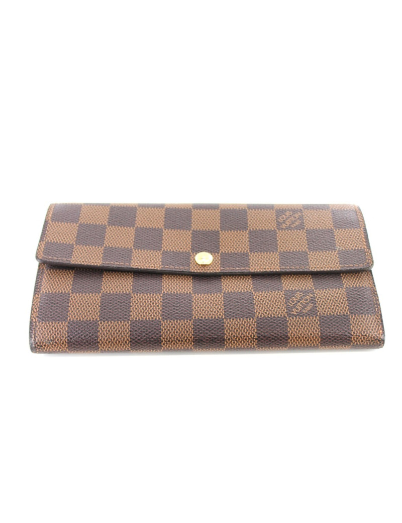 Portefeuille LOUIS VUITTON en toile damier marron 