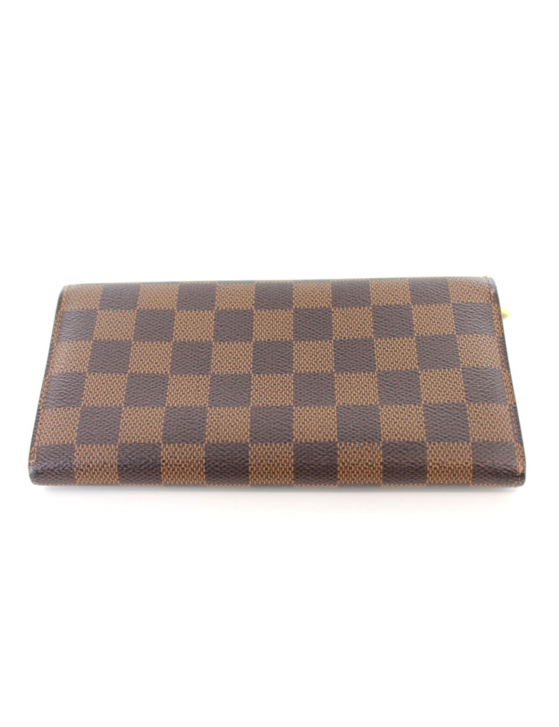 Portefeuille LOUIS VUITTON en toile damier marron 