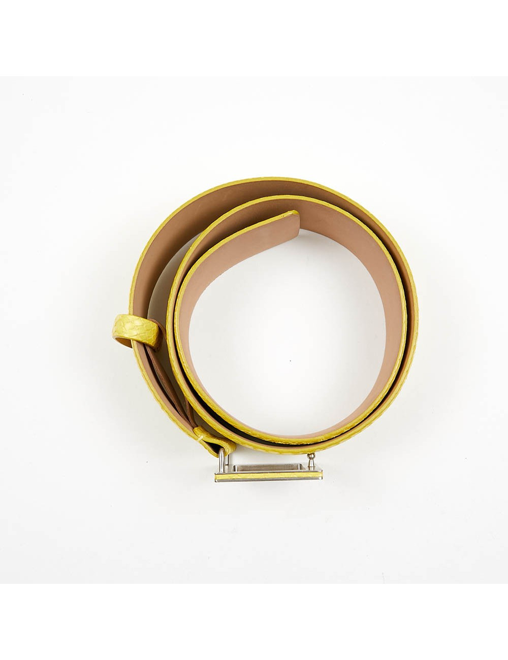 Ceinture CHANEL cuir façon lézard jaune