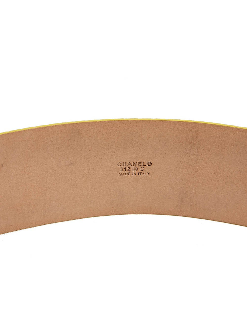 Ceinture CHANEL cuir façon lézard jaune