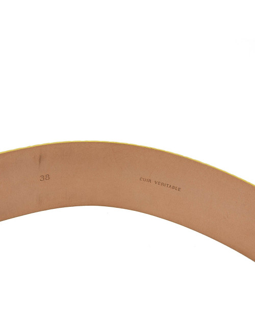 Ceinture CHANEL cuir façon lézard jaune