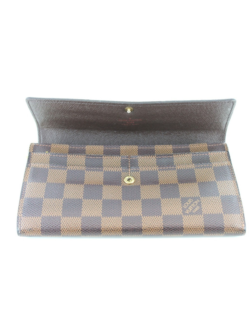 Portefeuille LOUIS VUITTON en toile damier marron 