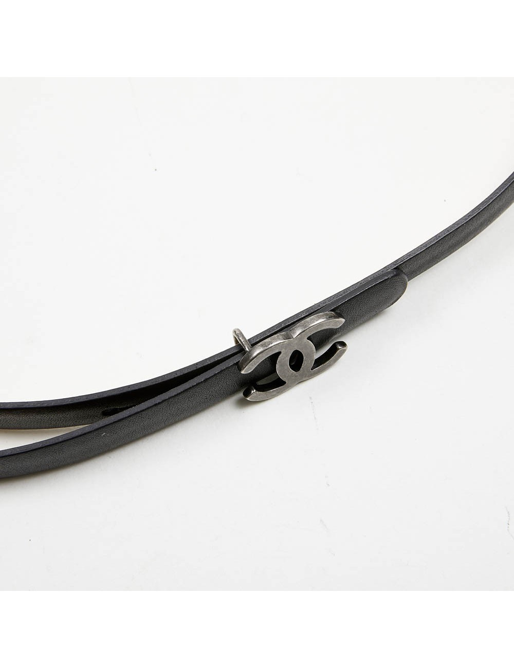 Ceinture fine CHANEL cuir d'agneau noir