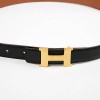 Fine ceinture HERMES cuir box noir 78 cm