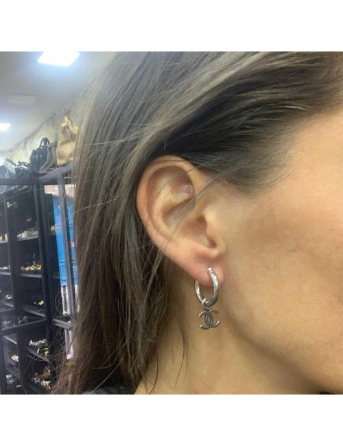 Boucles d'oreille Créoles Chanel CC