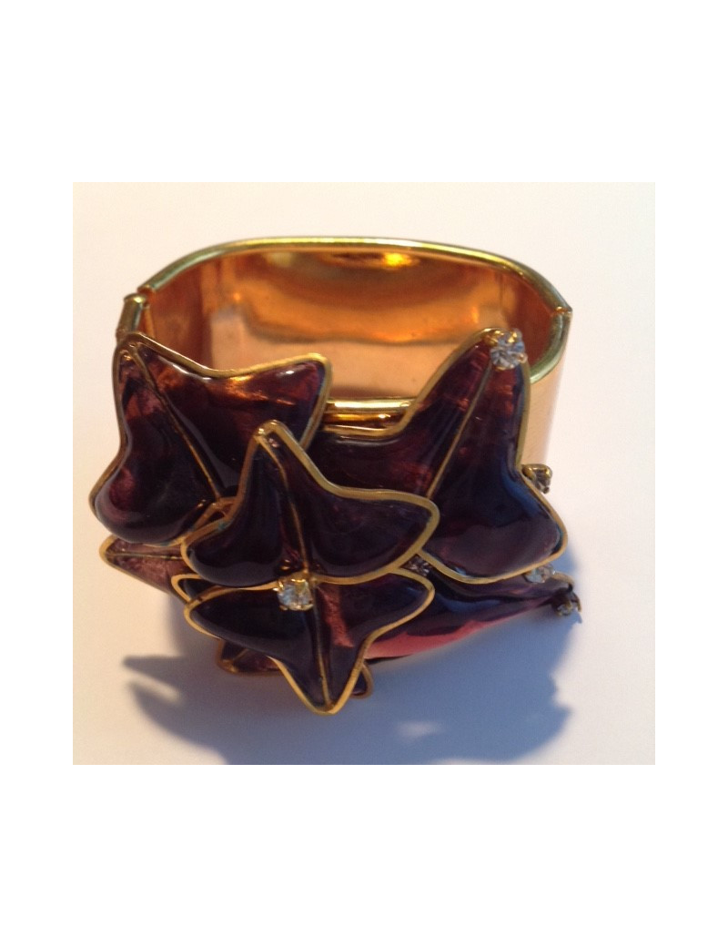 Manchette MARGUERITE DE VALOIS en métal doré et pâte de verre multicolore