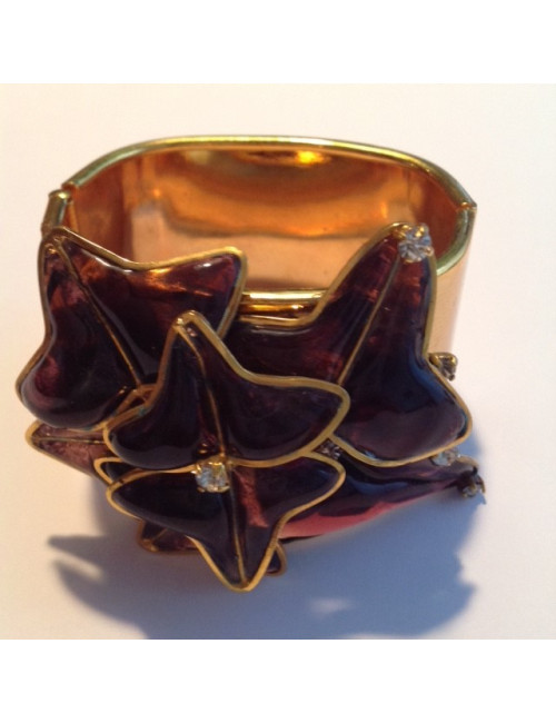 Manchette MARGUERITE DE VALOIS en métal doré et pâte de verre multicolore