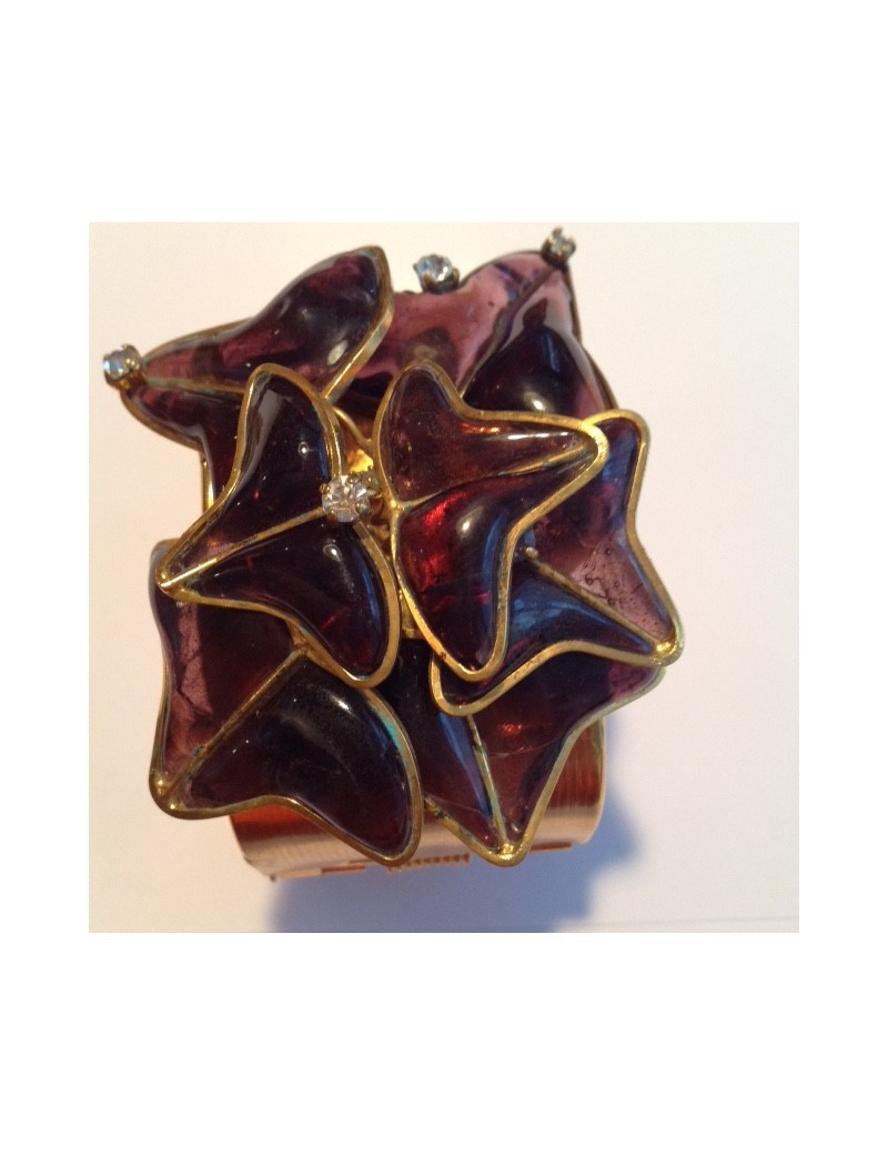 Manchette MARGUERITE DE VALOIS en métal doré et pâte de verre multicolore