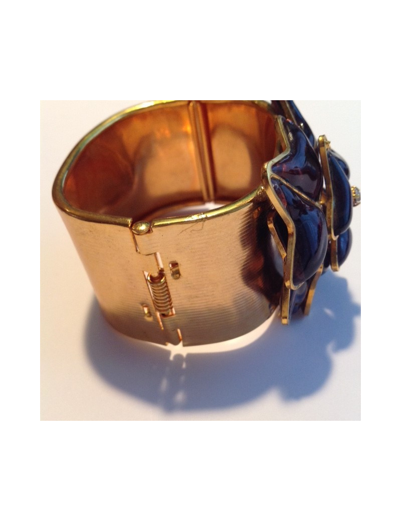 Manchette MARGUERITE DE VALOIS en métal doré et pâte de verre multicolore