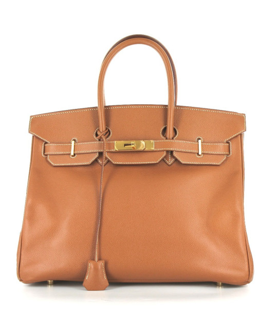 BIRKIN 35 HERMES cuir Epsom Cognac bijouterie dorée