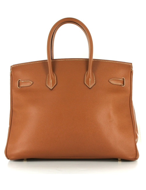 BIRKIN 35 HERMES cuir Epsom Cognac bijouterie dorée
