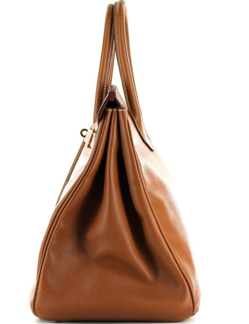 BIRKIN 35 HERMES cuir Epsom Cognac bijouterie dorée