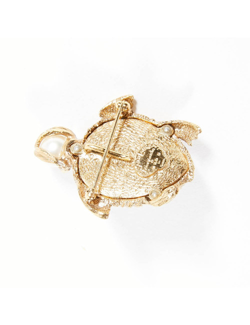 Broche tortue YVES SAINT LAURENT sur ébène