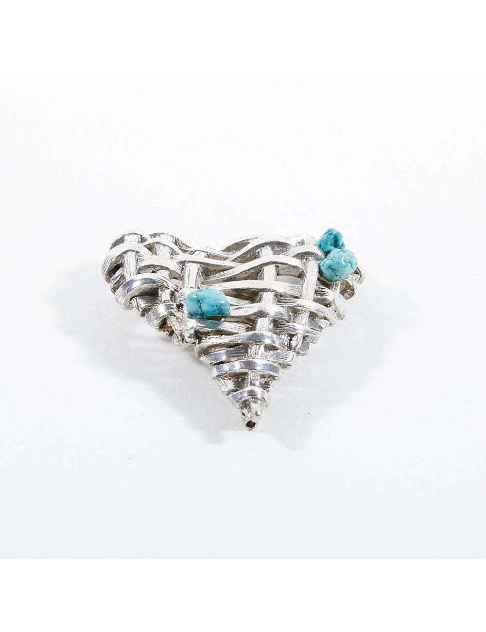 Broche CHRISTIAN LACROIX Coeur métal pierre turquoise