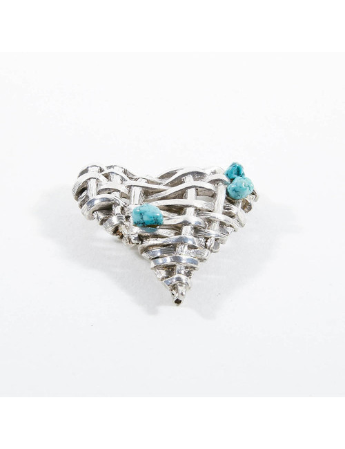 Broche CHRISTIAN LACROIX Coeur métal pierre turquoise