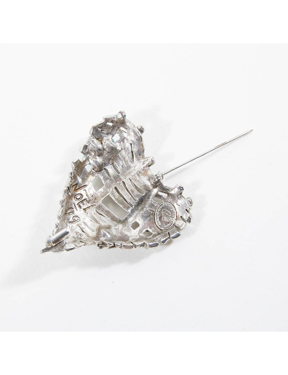 Broche CHRISTIAN LACROIX Coeur métal pierre turquoise