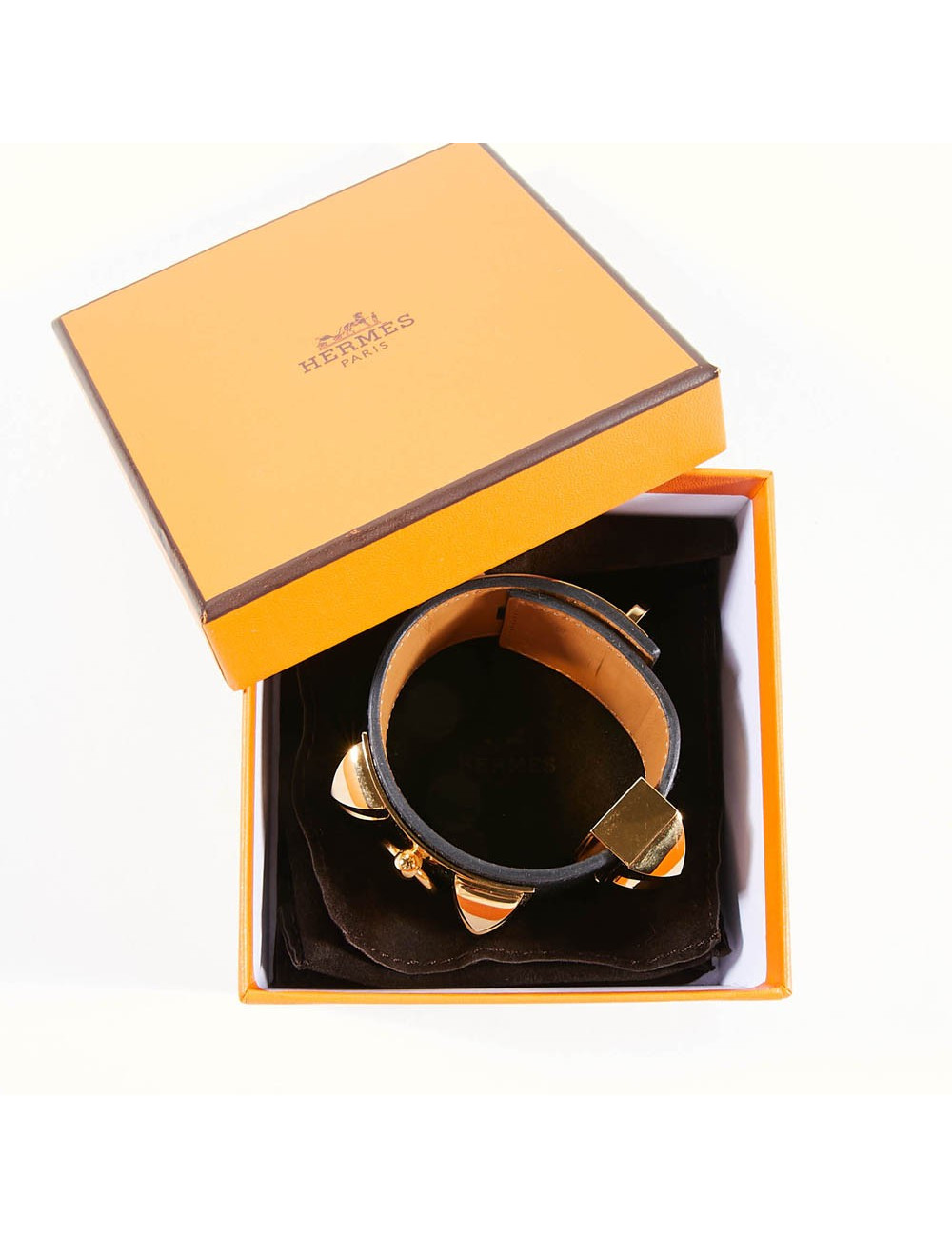 Manchette T 2 HERMES CDC cuir box noir