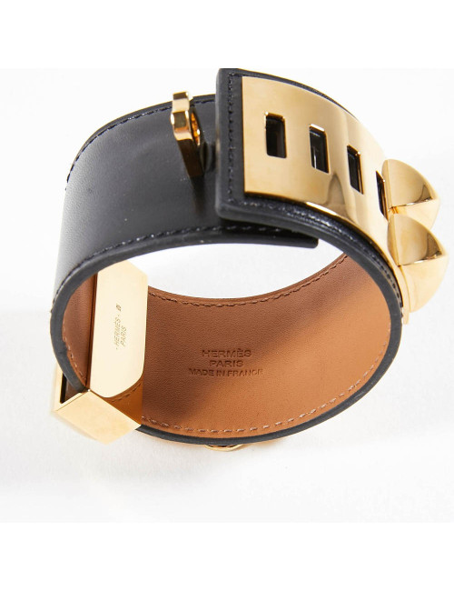 Manchette T 2 HERMES CDC cuir box noir