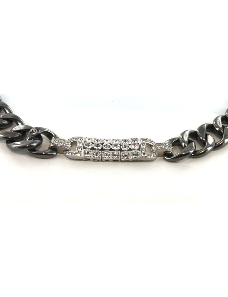 Ceinture CHANEL en chaîne gourmette et plaques serties de strass