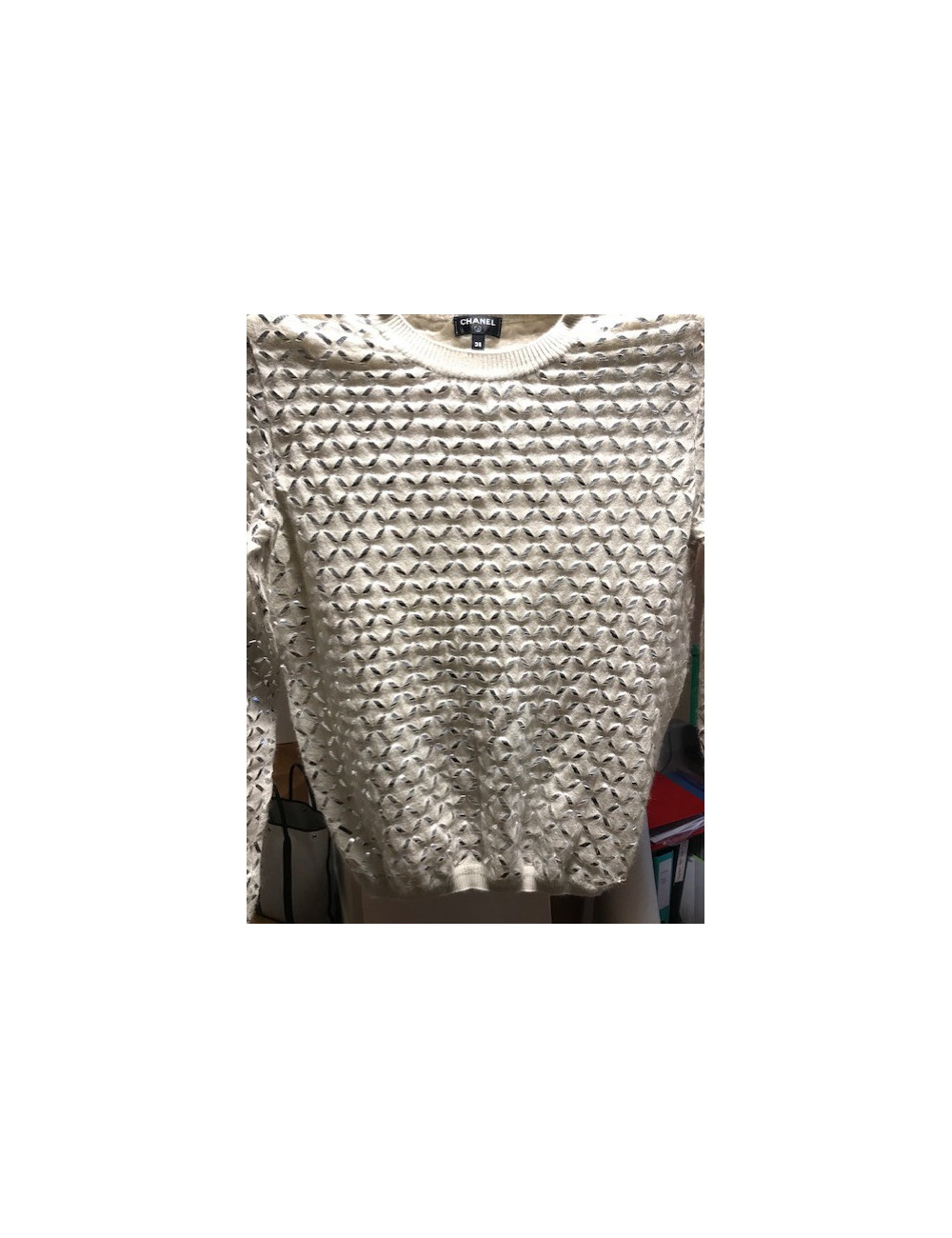 Pullover CHANEL T 38 cachemir et sequins 