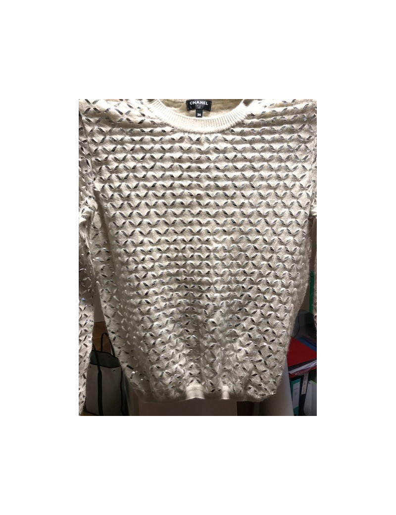 Pullover CHANEL T 38 cachemir et sequins 