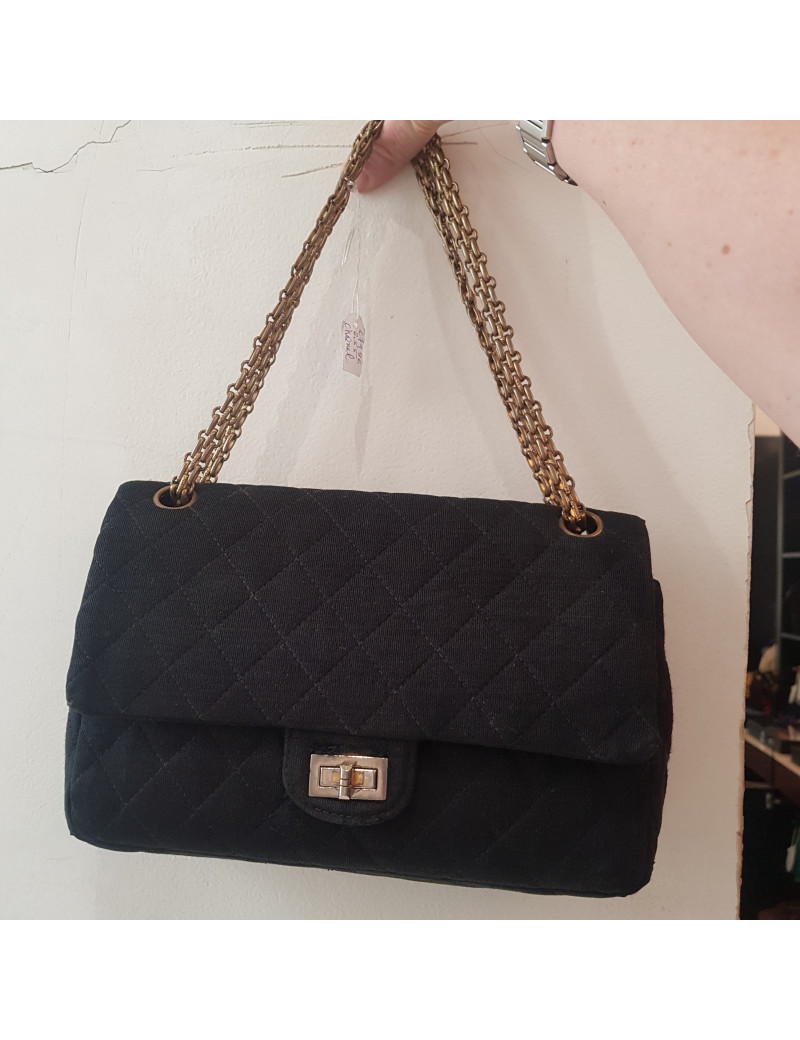 Sac CHANEL jersey noir Vintage