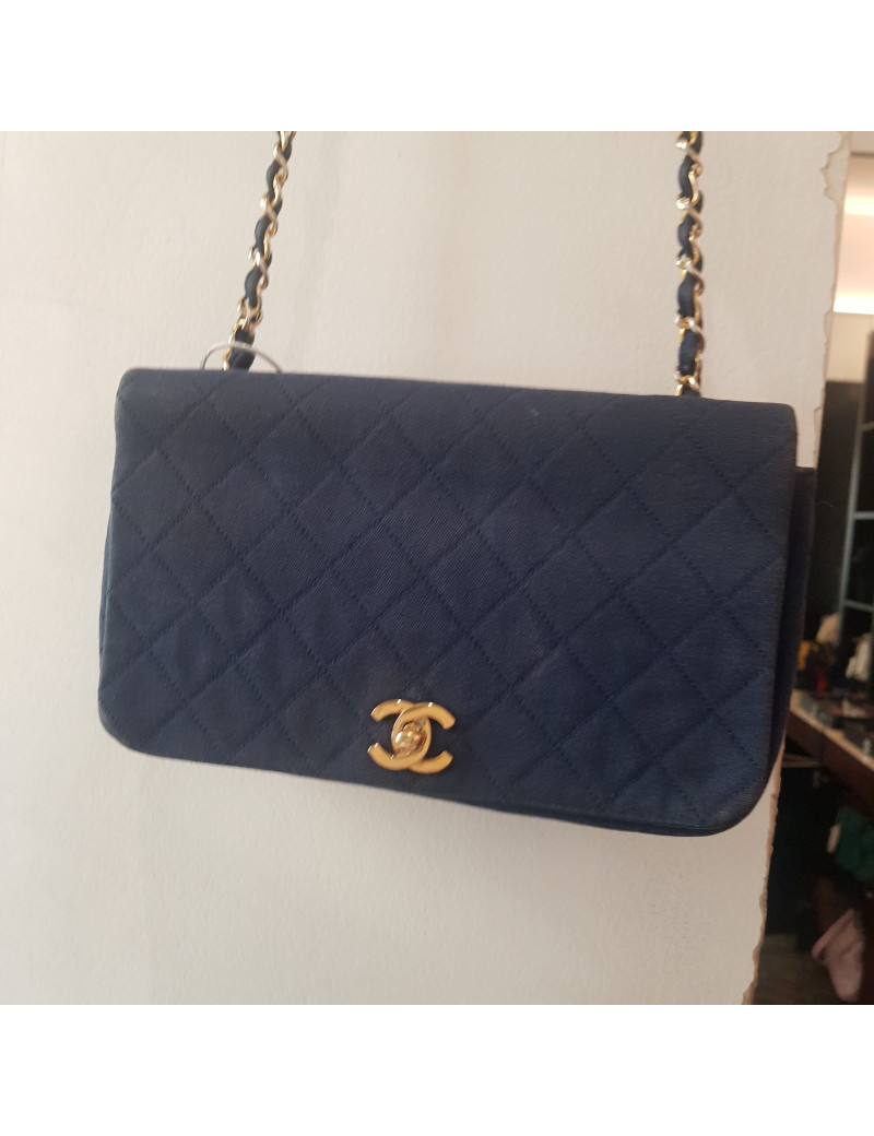 Sac CHANEL tissu bleu